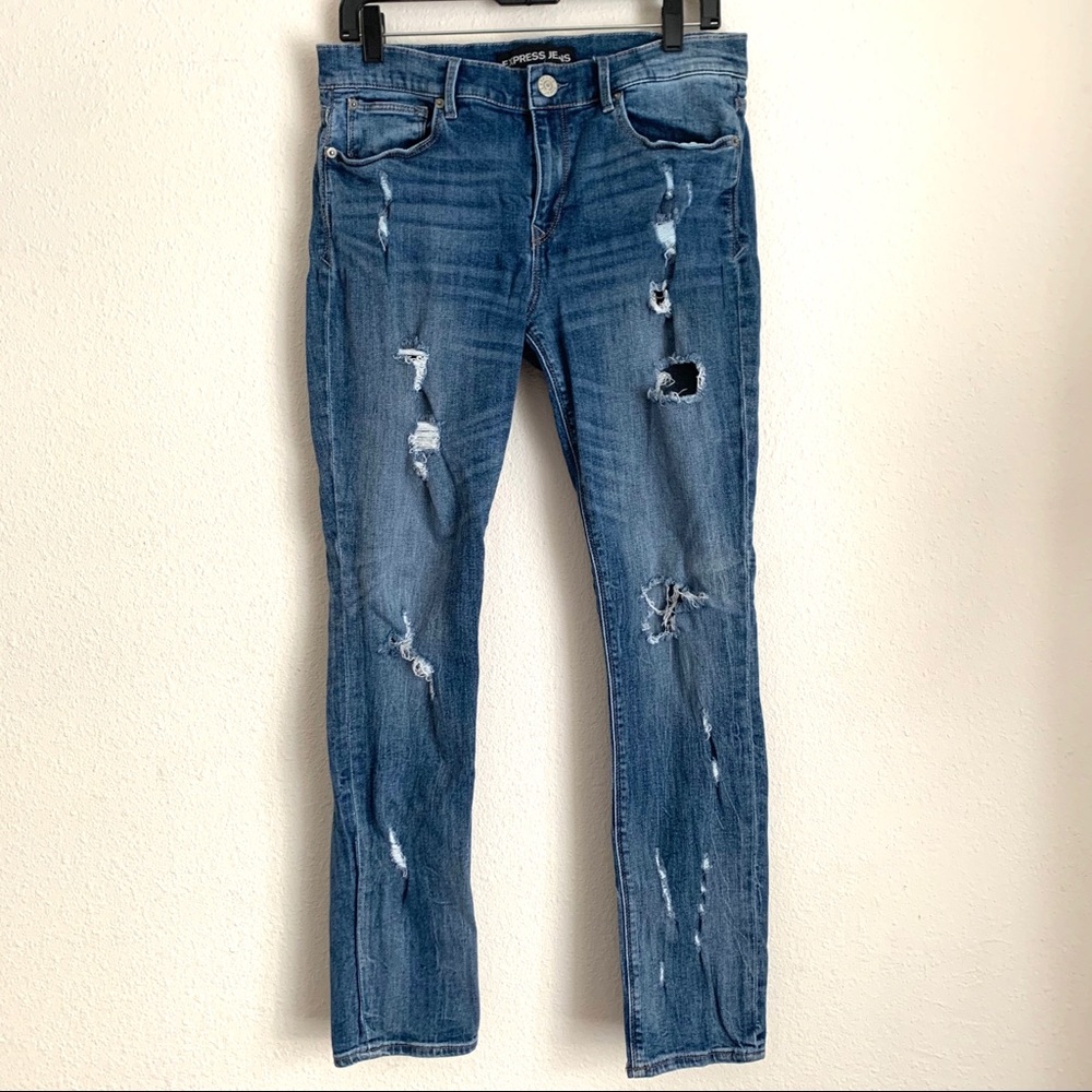Express jeans distressed skinny jeans